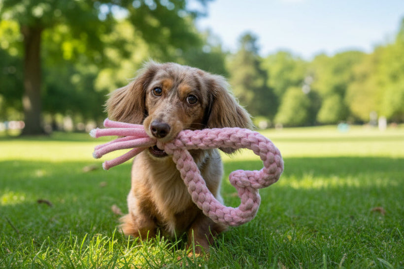 Recycled cotton rope heart dog toy – view 2