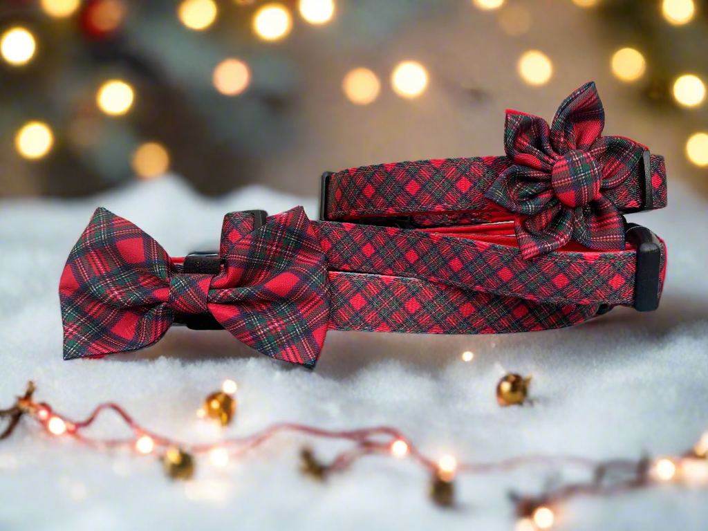 Royal Stewart red tartan dog collar bow – view 5