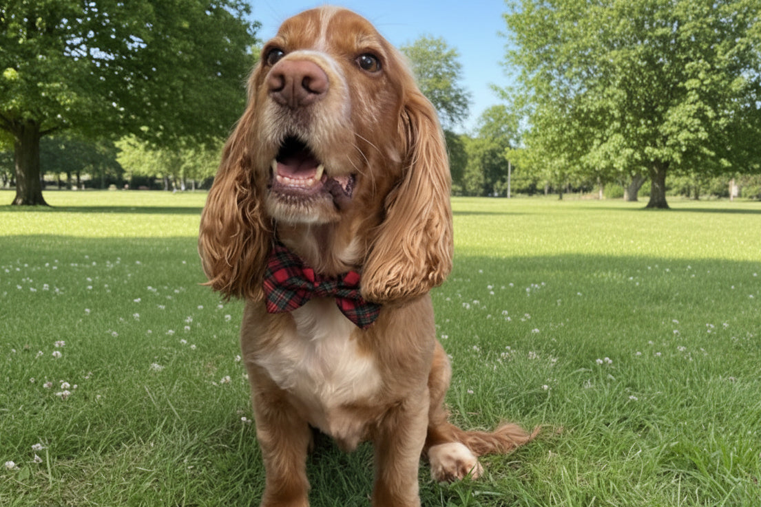 Royal Stewart red tartan dog collar bow – view 2