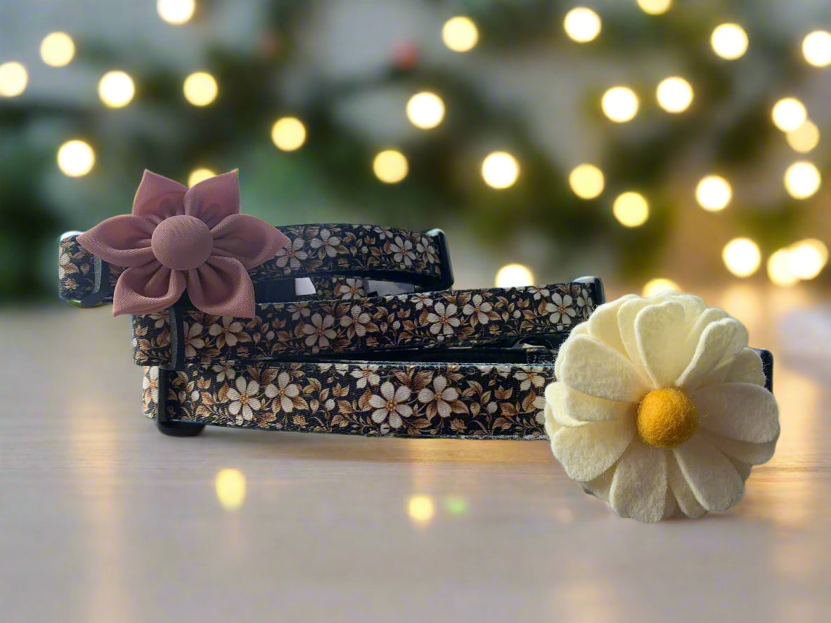 Black Isle Blossom black floral dog collar – view 6