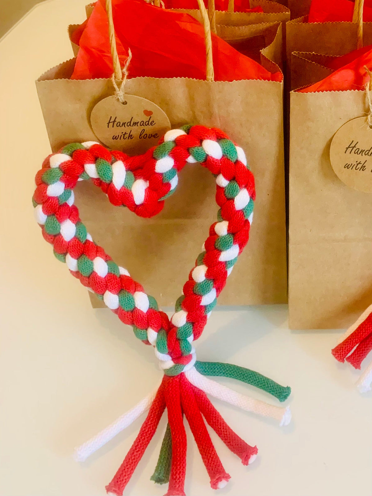 Recycled cotton rope heart dog toy – view 10