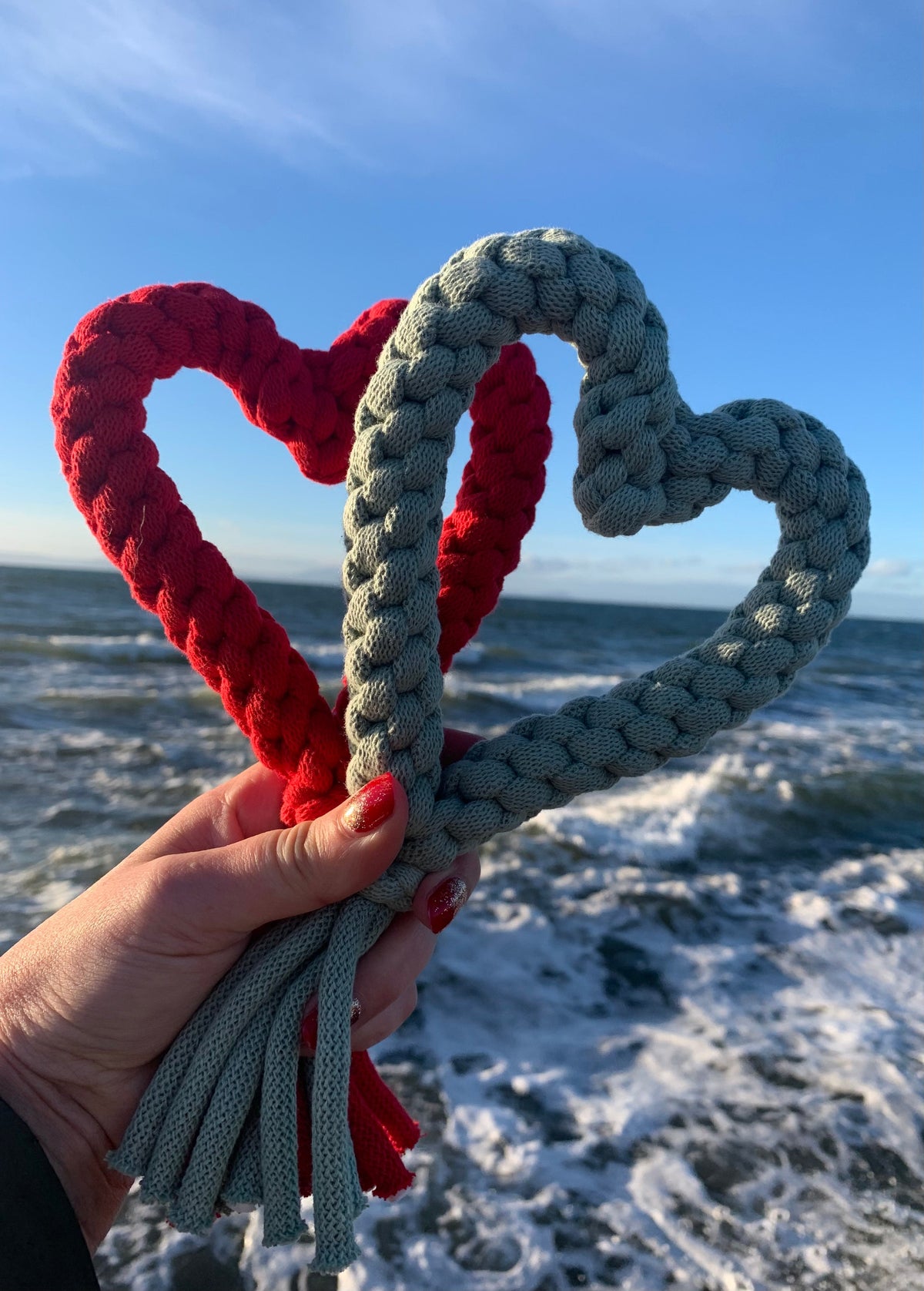 Recycled cotton rope heart dog toy – view 6