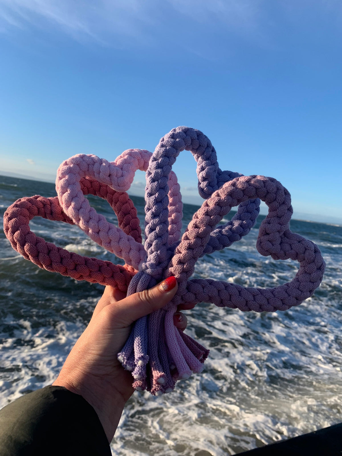 Recycled cotton rope heart dog toy