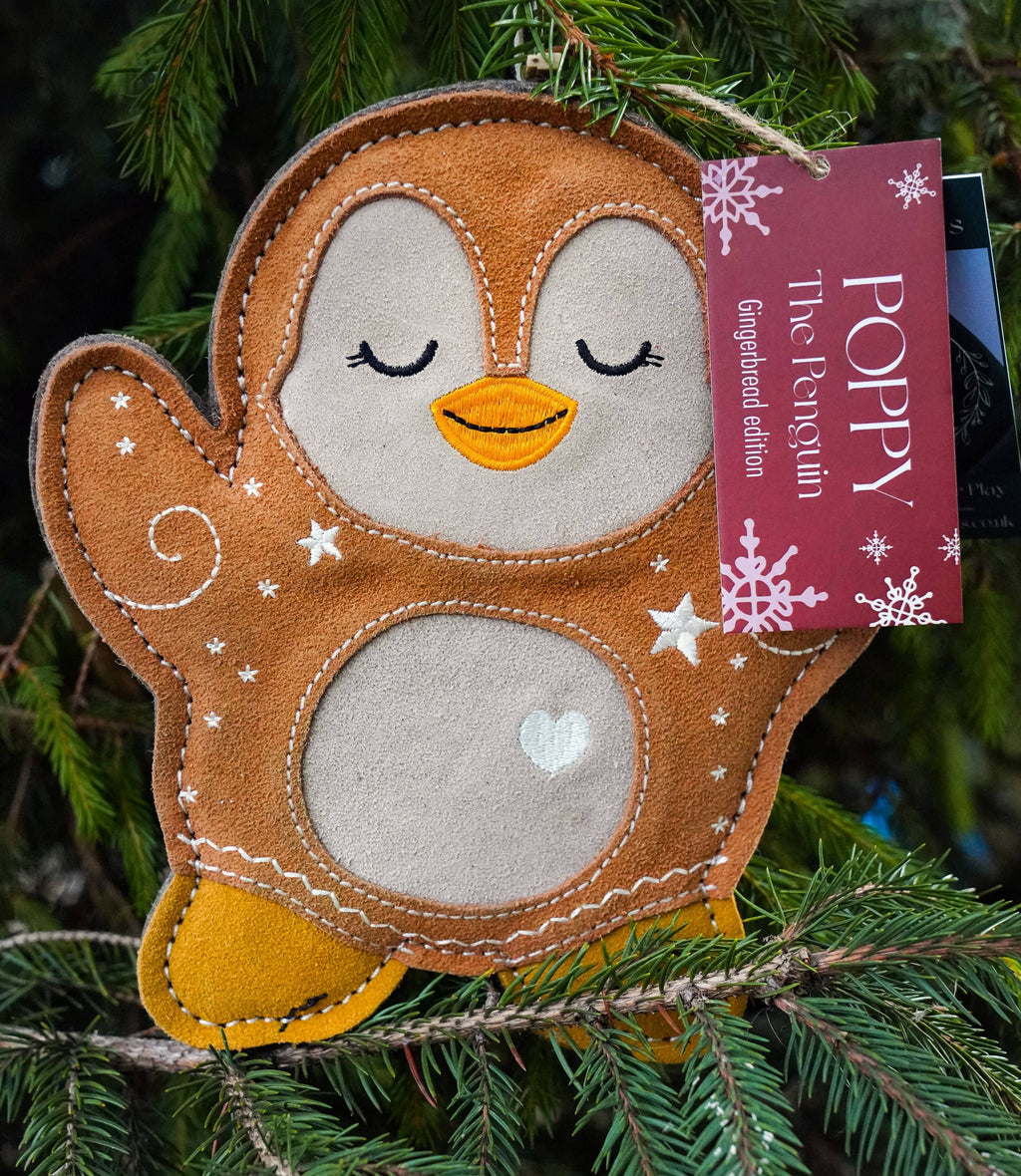 Poppy the Gingerbread Penguin tough Christmas dog toy – view 3