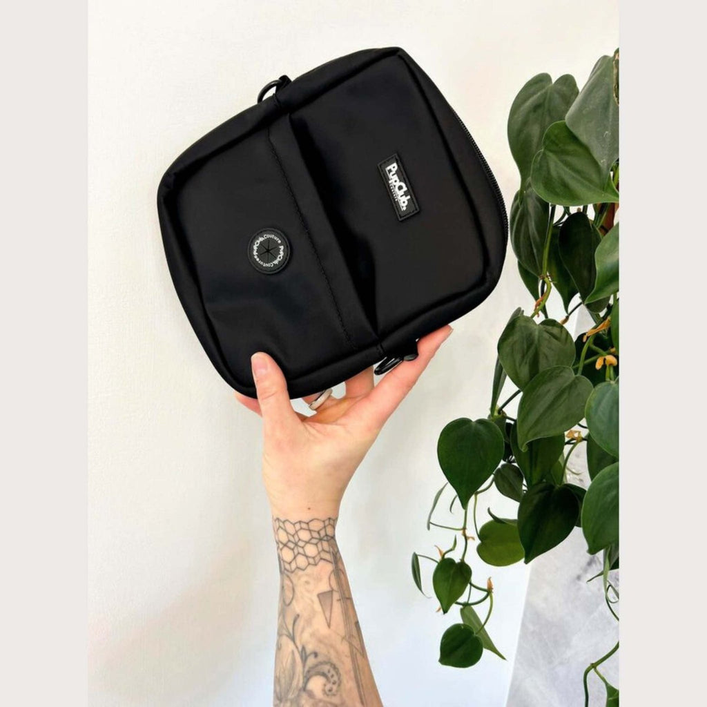 Black waterproof mini dog walking bag with poo bag dispenser – view 5