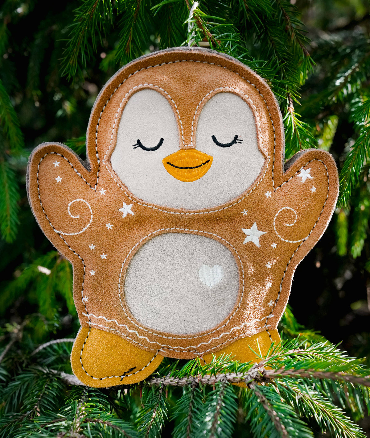 Poppy the Gingerbread Penguin tough Christmas dog toy