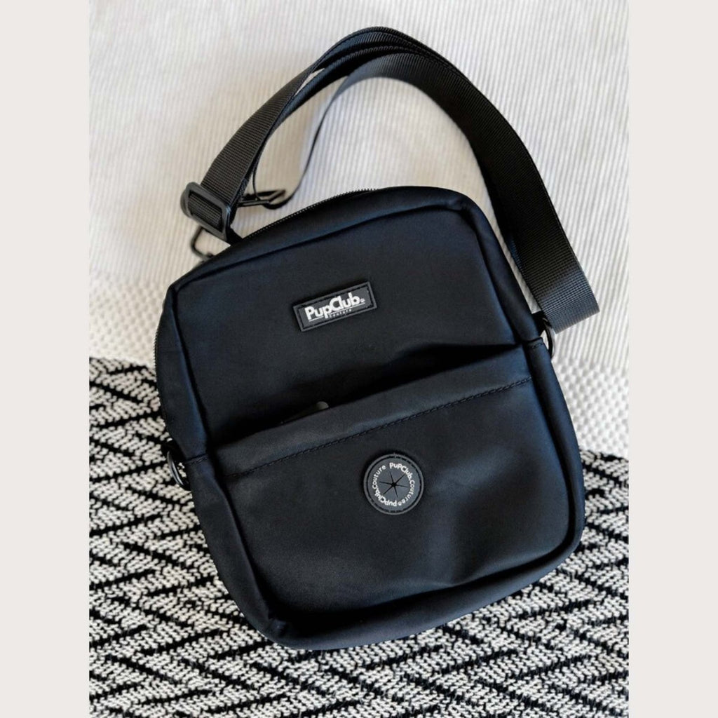 Black waterproof mini dog walking bag with poo bag dispenser – view 6