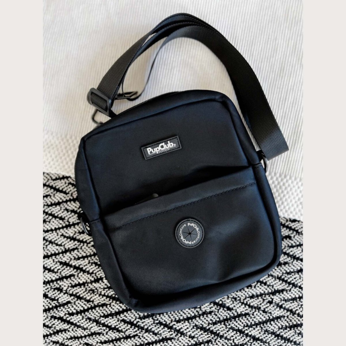Black waterproof mini dog walking bag with poo bag dispenser – view 6