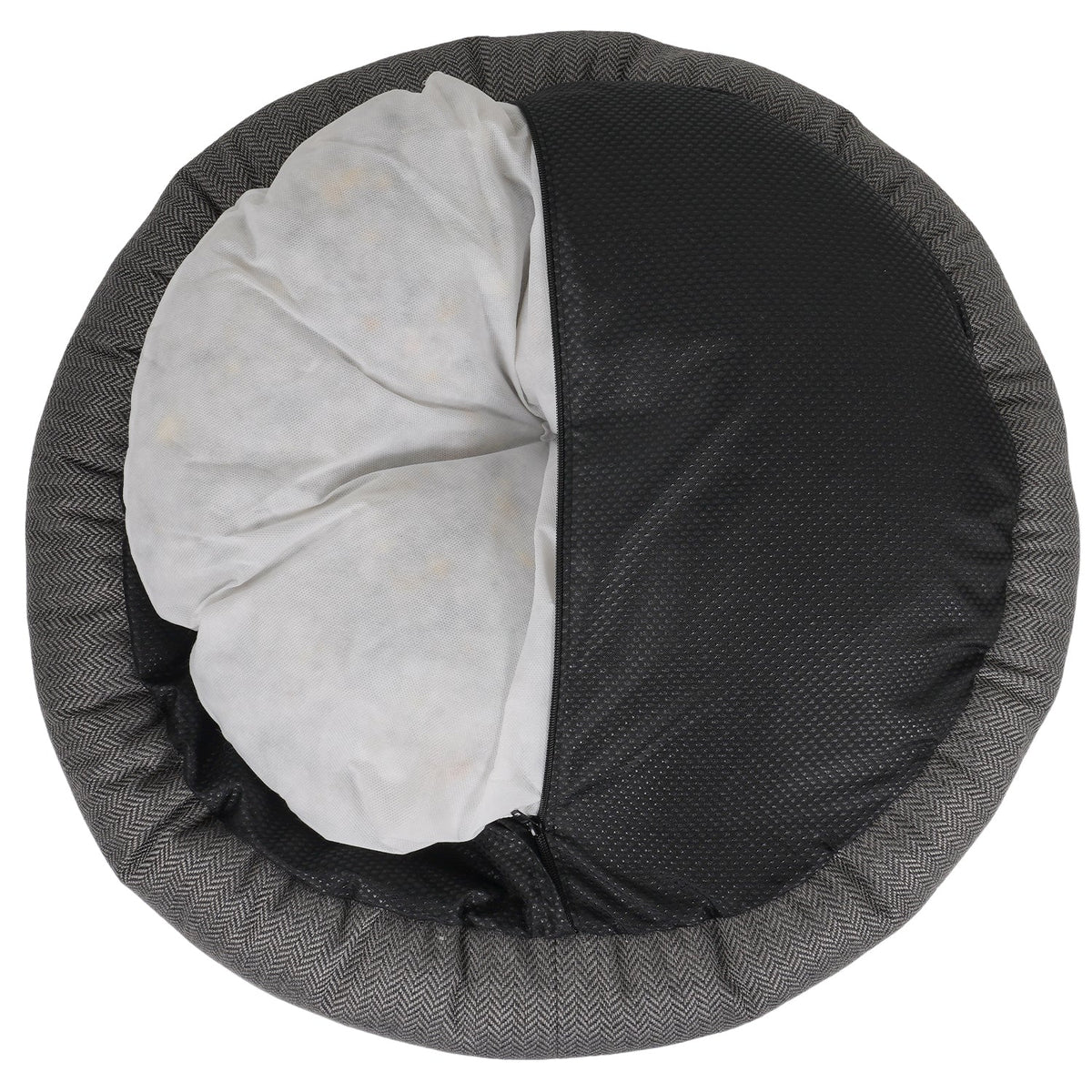 Ralph & Co Balmoral grey herringbone donut dog bed – view 3