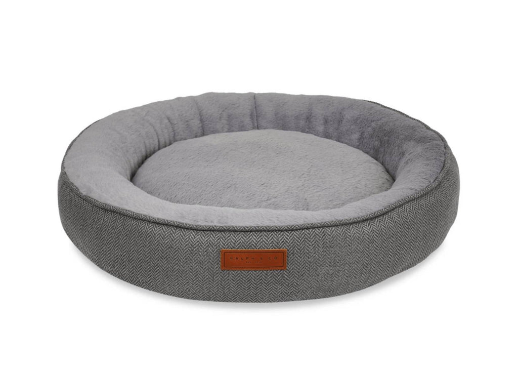Ralph & Co Balmoral grey herringbone donut dog bed