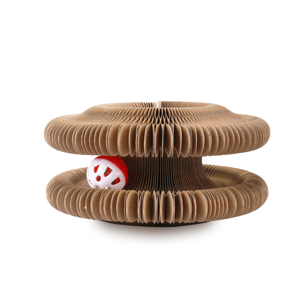 Foldable accordion cat scratching board with play ball