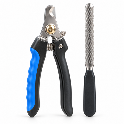 Pet nail clipper and metal nail file grooming set